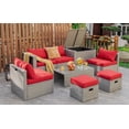 thumbnail image 1 of Patiojoy Ensemble de Mobilier de Patio en Rotin PE Toutes Saisons 8 Pcs, Ensemble de Canapé Sectionnel d'Extérieur Gain de Place avec Coffre de Rangement Rouge, 1 of 8