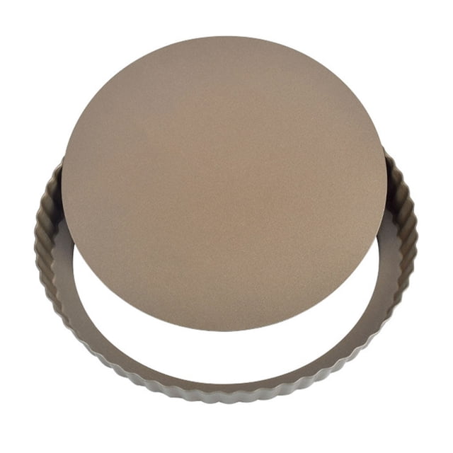 fastboy Quiche Pan Removable Bottom Non Stick Cake Mould Carbon Steel Bakeware Kits Baking Accessory Kitchen Supplies Cooking Tools Gold thickened 9 in