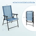 thumbnail image 3 of Costway Chaise de Patio 4 Pcs Pliable à Dossier en Toile avec Accoudoirs Portable en Métal pour Repas en Plein Air Bleu, 3 of 8