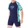 thumbnail image 1 of Toddler Swimsuit Boy Plus Size Pool Hot Spring Short Sleeve Printed Tops Swim Trunks Split Swimwear Set Baby Boy Bathing Suit Blue 190, 1 of 9