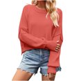 thumbnail image 1 of Timegard Women's Sweaters Cropped 2024 Fall Winter Sweater Long Sleeve Pullover Side Slit Knit Tops, 1 of 4