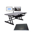 thumbnail image 1 of Rocelco ADRB45 Adjustable-Height Desk Riser (BLACK), Dual Monitor Mount (DM2) and Anti-Fatigue Mat (MAFM), 1 of 9
