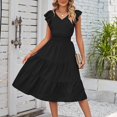 thumbnail image 1 of Meichang Tiered Dresses for Women Sleeveless V Neck Ruffle Dresses Casual Solid Color Midi Dresses High Waisted A-Line Dresses Flowy Summer Dresses Going Out Beach Dresses, 1 of 6