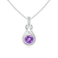 thumbnail image 1 of Angara Collier en Améthyste Naturelle - Pendentif Solitaire en Améthyste Ronde Nœud Infini en Platine pour Femmes, 1 of 8