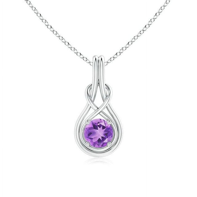 Angara Collier en Améthyste Naturelle - Pendentif Solitaire en Améthyste Ronde Nœud Infini en Platine pour Femmes