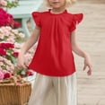 thumbnail image 4 of Chemises à Manches Courtes à Volants pour Filles Mignonnes d'Été Col à Volants Plissé Blouse Texturée, 4 of 7