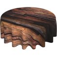 thumbnail image 1 of Nappe Ronde en Bois 60 Pouces Lavable Réutilisable Décoration Housse de Table pour Cuisine Fête, 1 of 6