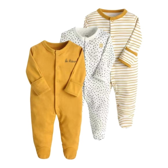 Baby Boys Girls Bodysuit Romper Pajamas Jumpsuit Breathable Long Sleeved Romper Gender Neutral Baby Clothes 9-12 Months Pack of 3