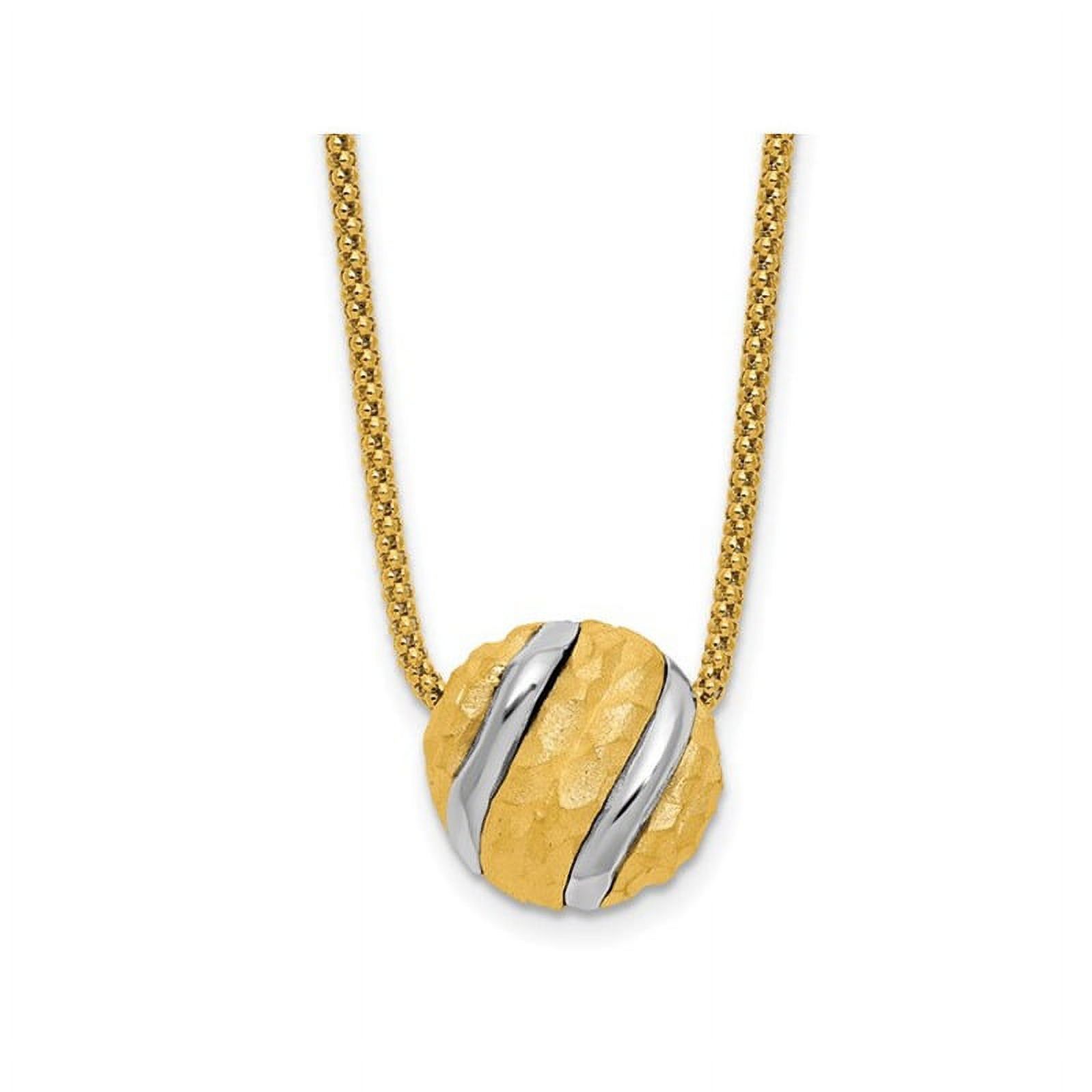 Collier Pendentif Boule Circulaire Texturée en Or Jaune 14K avec Chaîne (17 Pouces)