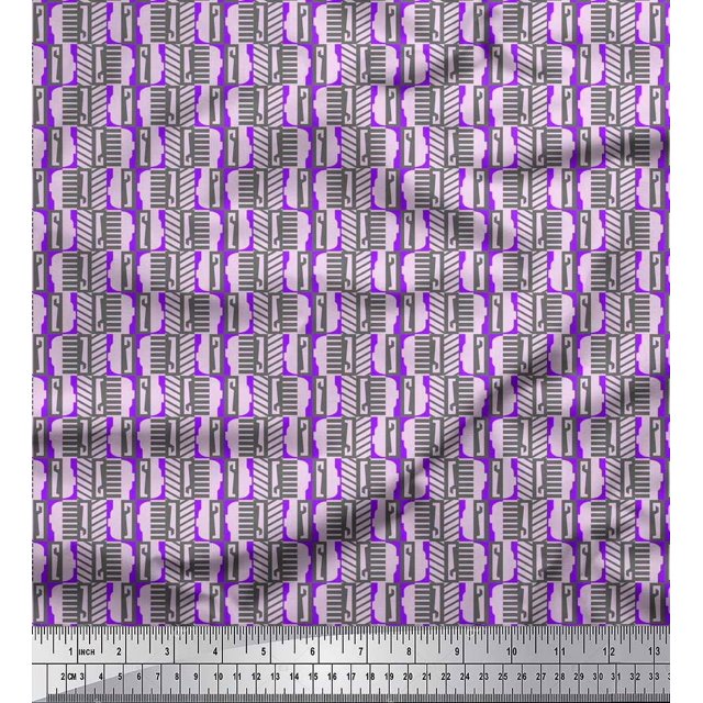 Soimoi Silk Fabric Geometric Abstract Decor Fabric Printed Yard 42 Inch Wide