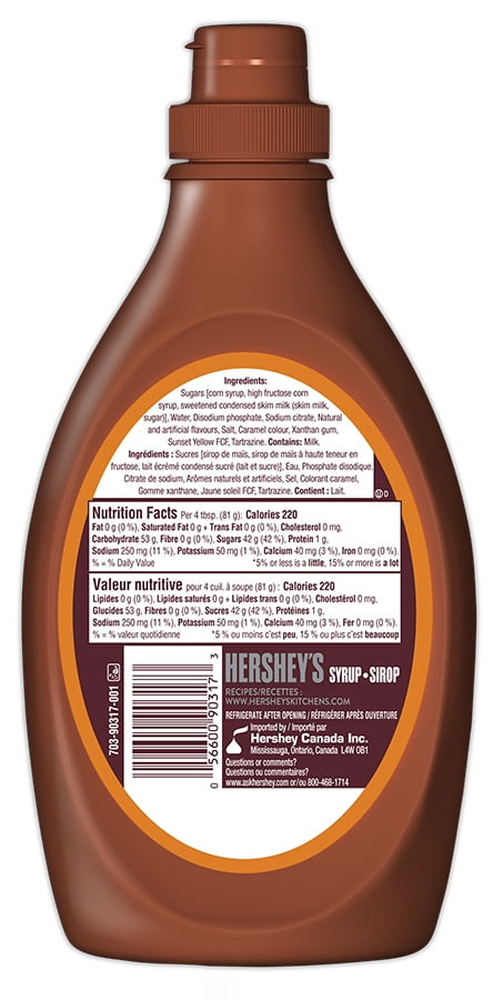 HERSHEY'S Syrup Caramel, Gluten Free, 462ml