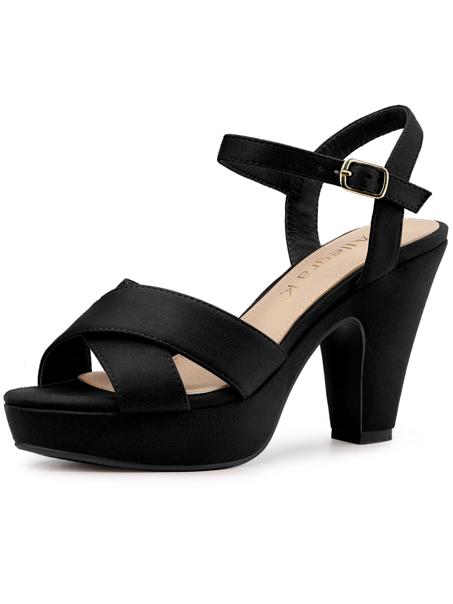 BLISSFUL STEP Women's Strap Platform Chunky Heel Slingback Sandals