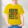 thumbnail image 2 of T-shirts Filles Été Imprimé Lettre Col Rond Manches Courtes T-Shirt Décontracté Hauts Filles Jaune 6-7 Ans, 2 of 4
