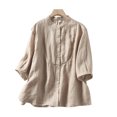 thumbnail image 1 of Pompotops Mode Femmes Manches Courtes Solide Col Rond Casual Élastique Blouse Confortable Chemise Dégagement, 1 of 3
