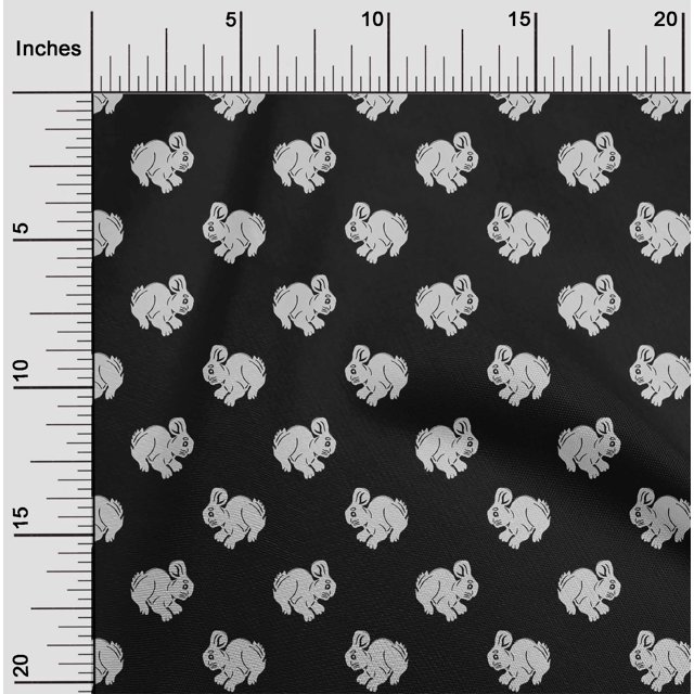 oneOone Viscose Jersey Fabric Rabbit Block Printed Fabric 1 Yard 60 Inch Wide