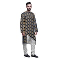 thumbnail image 2 of Atasi Designer Printed Summer Wear Long Kurta With White Pajama Set For Men, 2 of 3