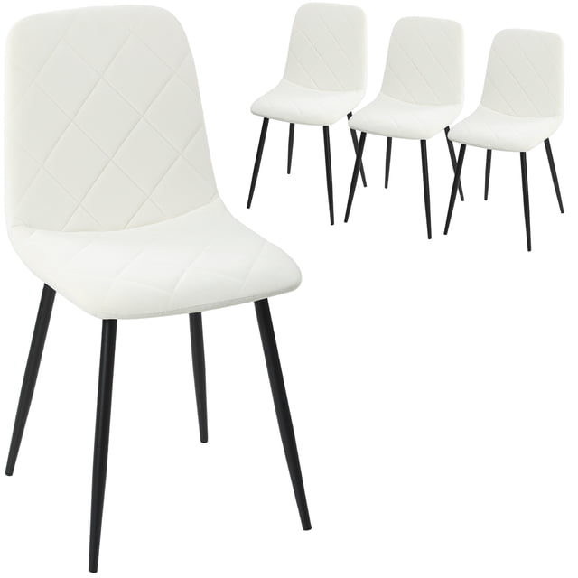 HOMCOM Dining Chairs Set of 4, Kitchen Chair with Metal Legs, Cream