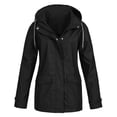 thumbnail image 1 of Jackets Women Solid Rain Jacket Outdoor Plus Waterproof Hooded Raincoat Windproof Jackets Solid Outwear Womens Spring Jacket on Clearance, 1 of 4