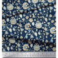 thumbnail image 2 of Soimoi Rayon Fabric Leaves & Floral Block Printed Fabric 1 Yard 56 Inch Wide, 2 of 3