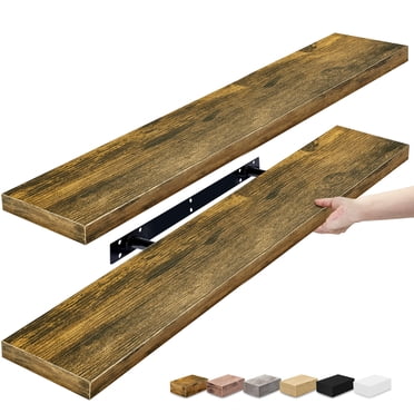 Sorbus Étagères Rectangulaires Flottantes Extra Longues – Étagères Murales en Faux Bois 35 Pouces L x 9 Pouces P x 1.5 Pouces H
