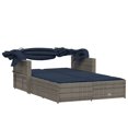 thumbnail image 5 of vidaXL Double Sun Lounger with Canopy and Cushions Grey Poly Rattan, 5 of 5