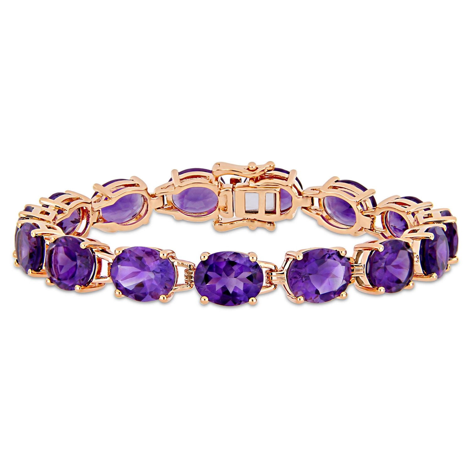 Bracelet à maillons Tangelo avec améthystes de coupe ovale 36 CT PBT en argent sterling, 7,25 po