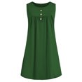 thumbnail image 2 of Innerwin Mini Dress Button Women Sundress Beach Solid Baggy Bohemian Green L, 2 of 4