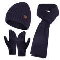 thumbnail image 2 of Knitted Wool Hat Scarf Gloves Man And Women's Fleece Cold Warm Three Piece Set, 2 of 3
