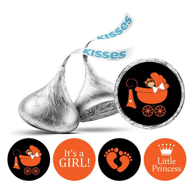 Darling Souvenir 190 Pcs DIY Candy Chocolate Labels Its A Girl Theme Stickers-Black