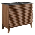 thumbnail image 2 of Modway Render Modern Wood/Ceramic Bathroom Vanity in Walnut/Black, 2 of 9