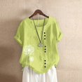 thumbnail image 2 of Plus Size Tops For Womens Casual Loose Button Linen Plus Size Daily Boho Tanic T-Shirt Blouse Tops, 2 of 6