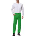 thumbnail image 2 of INSPIRE CHIC Men's Formal Flat Front Straight Fit Solid Prom Dress Pants 32 Dark Green, 2 of 6