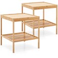 thumbnail image 1 of 2 Pcs Table de Chevet à 2 Niveaux Table d'Appoint Table de Nuit en Bambou pour Salon Chambre, 1 of 9