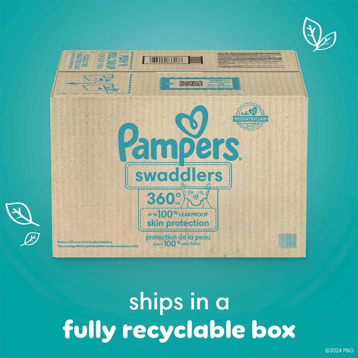Pampers Couches - Swaddlers 360° - Taille 3, jusqu'à 100 % Anti-Fuites avec Ajustement Sec et Confortable, Onglets Faciles à Enlever Conçus pour des Changements Faciles, Couche à Enfiler