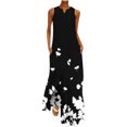 thumbnail image 2 of Robes Grande Taille pour Femmes Pulpeuses Mode Col en V Sans Manches Été Soirée Fête Imprimé Dames Poche Gilet Longue Robe Robes de Boîte de Nuit pour Femmes 2023 en Liquidation, 2 of 6
