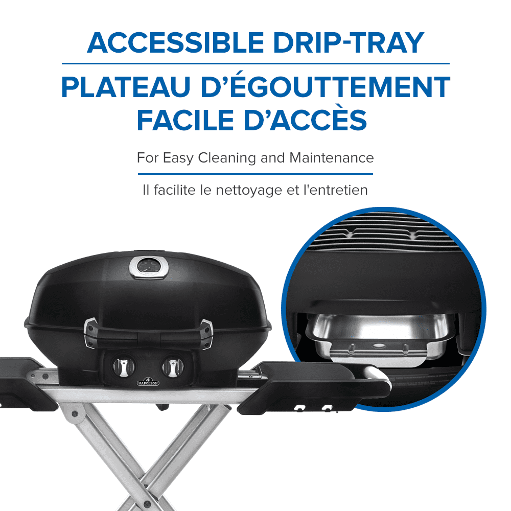 Napoleon TravelQ PRO285X Portable Propane Gas BBQ Grill with Scissor Cart, Black