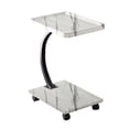 thumbnail image 1 of Rolling C Shaped Laptop Desk 2 Tier with Wheels, Space Saving Mobile Bedside Table with Lockable Casters, Compact Computer Stand for Sofa Small Spaces, Natural Wood/White/Walnut, 1 of 7