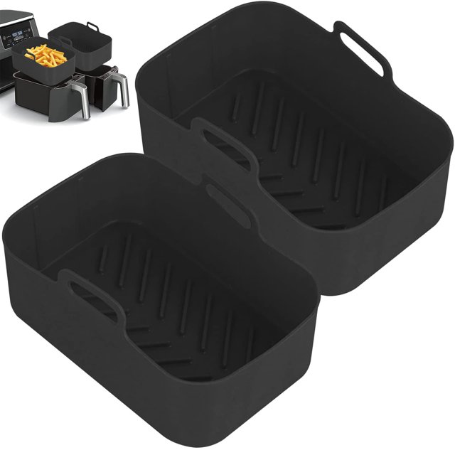Mistaha Lot de 2 Casseroles en Silicone pour Friteuse à Air Chaud, Rectangulaires Réutilisables de Qualité Alimentaire de Remplacement pour Friteuse à Air en Silicone