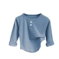 thumbnail image 1 of LOVZFMLL Hauts pour Petites Filles, Blouse de Pyjama Unie Décontractée de Tous les Jours à Boutons devant, Col Ras du Cou, Manches Longues, Vêtements d'Automne 7-8 Ans Vêtements pour Filles, 1 of 3