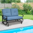thumbnail image 3 of Patiojoy 2-Person Outdoor Bench Patio Swing Glider Chair with Cushions Rocking Chair Cushioned Sofa Blue, 3 of 9