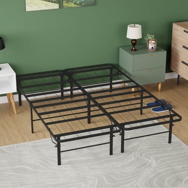 PayLessHere Full Metal Bed Frame, Foldable Heavy Duty, Steel Slats, Noise Free Mattress Foundation, 1000lbs Support, Easy Assembly, Black