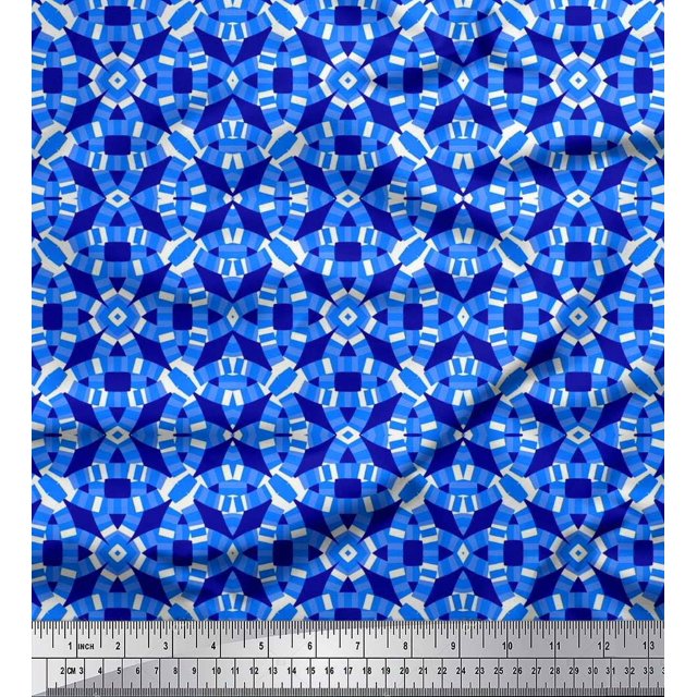 Soimoi Velvet Fabric Abstract & Circle Geometric Print Fabric by Yard 58 Inch Wide