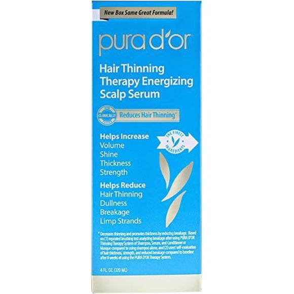 PURA D'OR Hair Thinning Therapy Energizing Scalp Serum Revitalizer, Infused with Argan Oil, Biotin & Natural Ingredients, for All Hair Types, Men and Women, 120 ml (Packaging may vary)