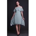thumbnail image 2 of Bimba Tunique à Épaules Dénudées Imprimée Teinture sur Nœuds Bleue pour Femmes Robe de Soirée Col Rond - Petite, 2 of 6