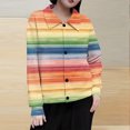 thumbnail image 1 of Mceream Women's Ribbed Knit Shacket Button Down Striped Jackets Long Sleeve Sweater Shirts Fall Winter Trendy Cardigans Plus Size Winter Warm Outwear Chaqueta De Invierno Para Mujer Multicolor XXL, 1 of 5