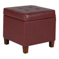 thumbnail image 1 of HomePop Pouf de Rangement Carré Capitonné en Similicuir avec Couvercle à Charnières, Rouge, 1 of 12