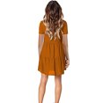 thumbnail image 3 of Fridja Robe Ample Décontractée pour Femmes, Couleur Unie, Col en V, Manches Courtes, Coupe Évasée, 3 of 6