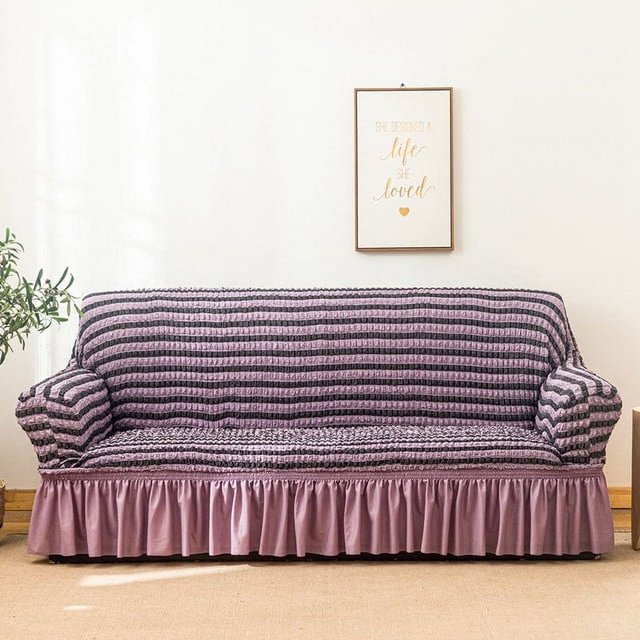 2024 1 Piece Sofa Slipcover with Pleated Ruffled Skirt Washable High Stretch Durable Furniture Protector 3 Seater Pine Green