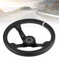 thumbnail image 3 of Steering Wheel Leather Steering Wheel Car Modified Accessory 350mm/14in For  Style 6-  Black Leather Racing Steering Wheel W/ Horn, 3 of 8