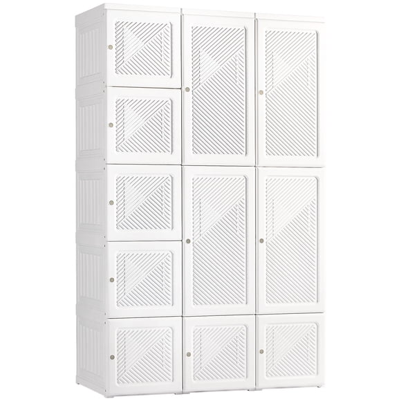 HOMCOM Garde-Robe Portative Armoire Pliante avec Rangement en Cubes, Blanc